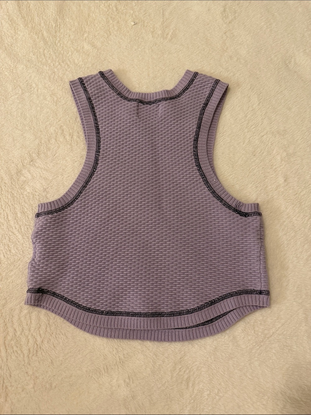 BDG Lavender Textured Cropped Tank with Contrast Stitching - Picture 4 of 6